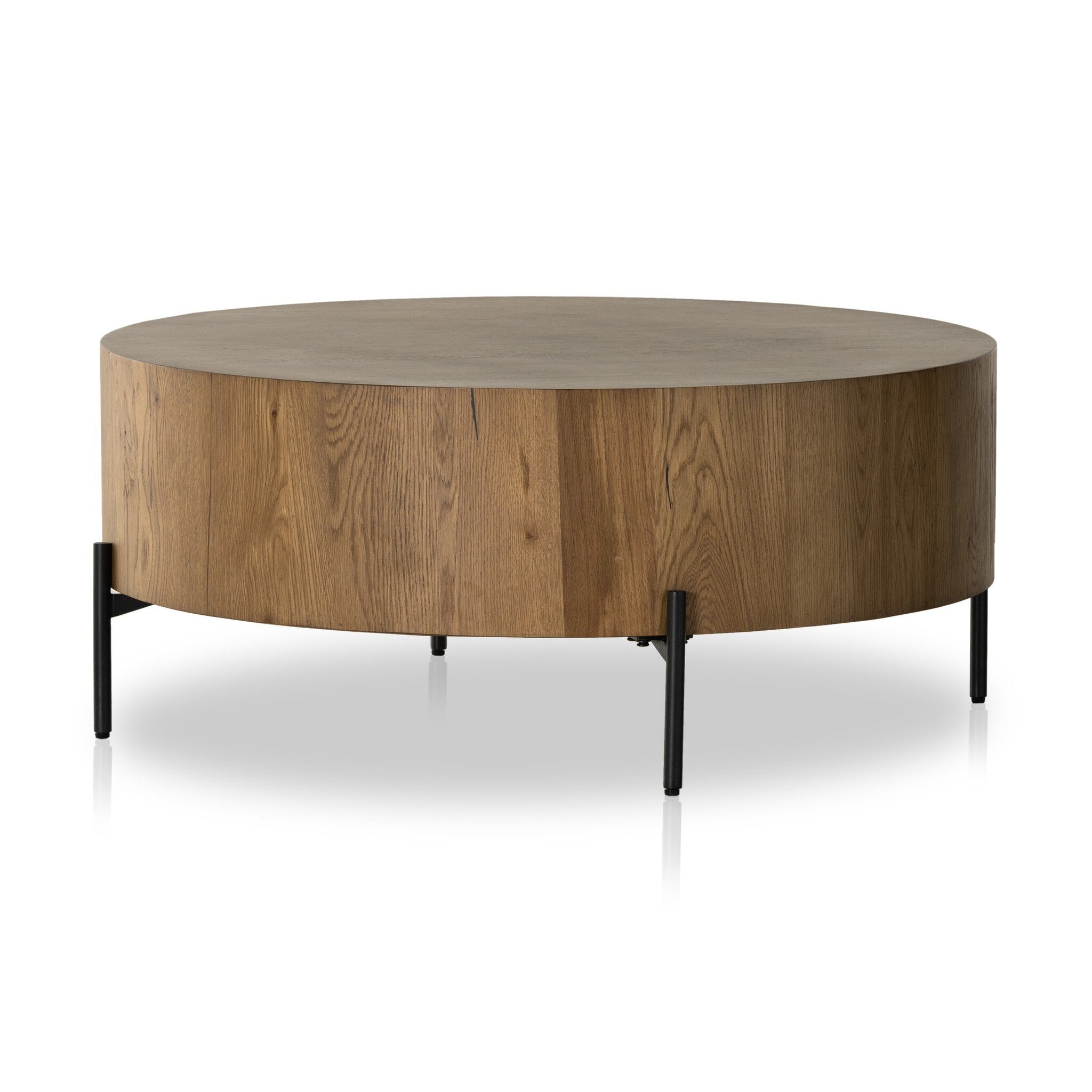 Eaton Drum Coffee Table, Amber Oak Resin