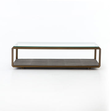 Shagreen Shadow Box Coffee Table, Tempered Glass